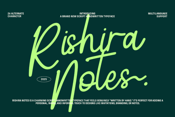 Rishira Notes Regular Font: A Handwritten Touch for Authentic Design